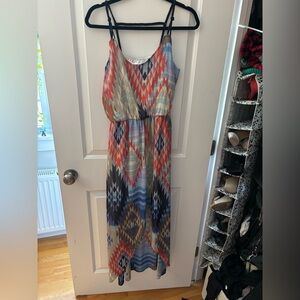Xhilaration Red and Blue Geometric Dress